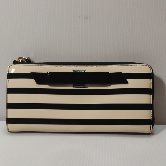kate spade Handbags - kate spade Cream and Black Striped Patent Wallet